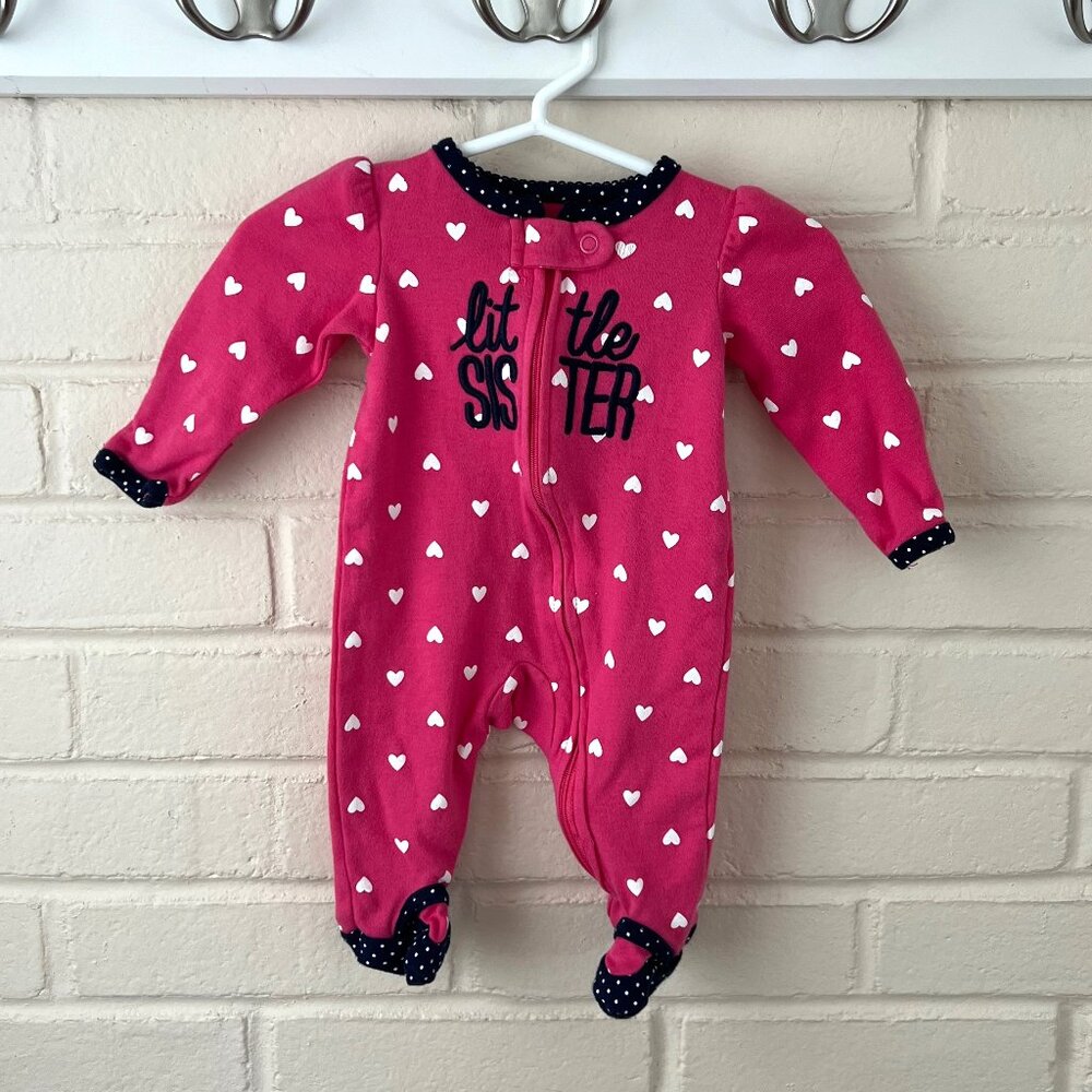 Carter's | Pink Polka Dot Little Sister Footed Pajama | Newborn